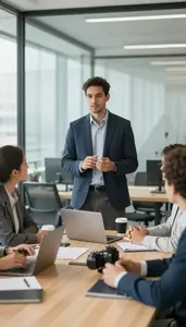 Diverse Man Leading Meeting Professional Networking Concept