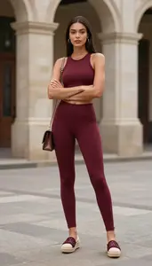 Fashion Portrait Woman In Leggings And Crop Top