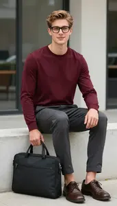 Professional Man Longline Tee Sitting Casually
