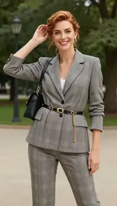 Elegant Woman Suit Separates Standing In Power Pose