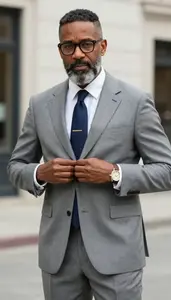 Men Fashion Portrait Grey Suit
