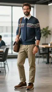 Stylish Man Wearing Fisherman Sweater
