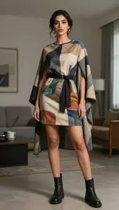 Elegant Woman Artistic Dress Standing Confidently