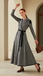 Elegant Woman Long Flowing Dress Dancing Pose