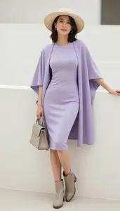 Elegant Woman Stretchy Athletic Dress Leaning On Railing