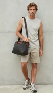 Professional Man Sleeveless Shirt Relaxed Lean Against Surface