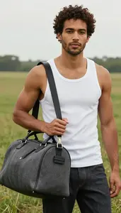 Professional Man Tank Top Putting On Jacket