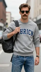 Professional Man College Sweatshirt Style Putting On Jacket