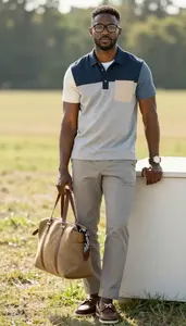 Professional Man Layered Outfit Relaxed Lean Against Surface