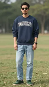 Stylish Man Wearing College Sweatshirt Style