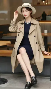 Elegant Woman Classic Office Dress Sitting On Bench