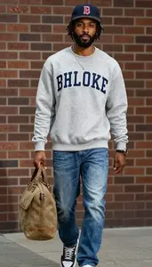 Man Fashion Model College Sweatshirt Style Stock Photo