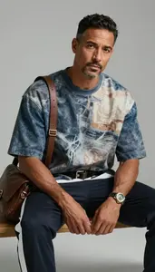 Professional Man Oversized Tee Sitting On Bench