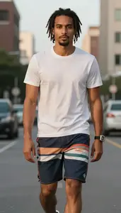 Striped Board Shorts Weekend Casual Menswear