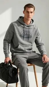 Windowpane Graphic Hoodie Refined Man Fashion