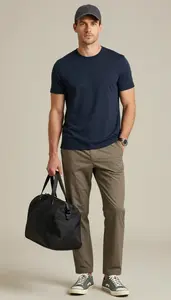 Caucasian Man Man In Late 20s In Timeless Basics Menswear Stock Photo