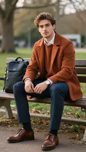 Young Man In 20s Man Cozy Sweater Fashion Stock Photo