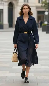 Chiffon Midi Dress For Women Stock Photo