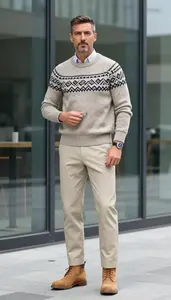 Contemporary European Man Fashion Fisherman Sweater Look