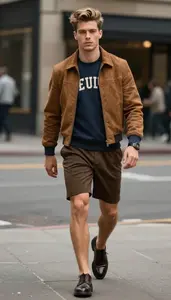 Pinstripe College Sweatshirt Style For Men Fashion Stock Photo