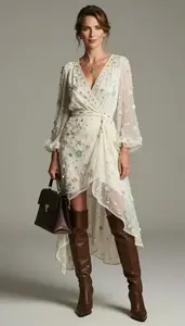 Embellished Wedding Dress Stock Photo Floral Print Fashion