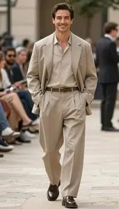 Man In Mid 30s Classy Man In Windowpane Oversized Suit