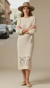 Cozy Knit Dress For Women Stock Photo