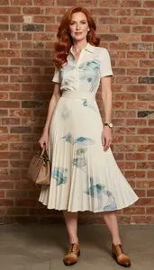 Fashion Forward Watercolor Print Golf Dress Stock Photo