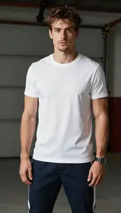 Man In Mid 20s Man Wearing Windowpane Everyday Tee