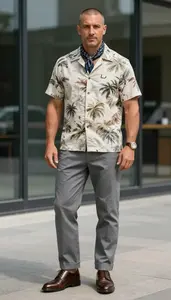 Hawaiian Shirt Fashion Model Attractive European Man
