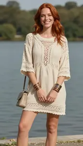 Mediterranean Woman Woman Coordinated Set Artistic Dress