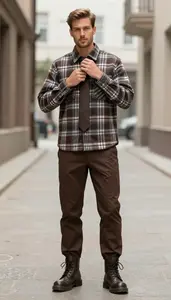 Approachable Flannel Shirt Menswear Photography Stock
