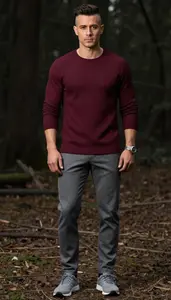 Man In 50s Approachable Man Thermal Shirt Fashion