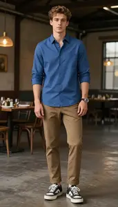 Professional Pale Skinned Man Man In Blue Shirts For Men