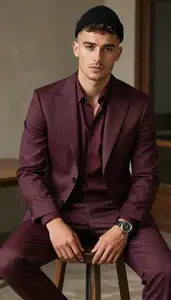 Undone Aesthetic Wine Structured Suit Fashion