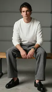 Herringbone Longline Tee For Men Fashion Stock Photo
