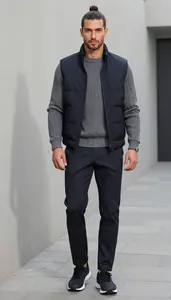 Herringbone Sweater And Dress Pants Men Fashion Photography