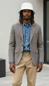Style Inspiration Extended Length Checked Blazer