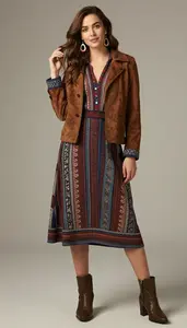 Chic Woman In Gypsy Style Dress Stock Photo