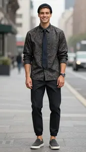 Distinguished Paisley Boxy Fit Shirt Stock Image