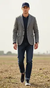 Herringbone Blazer And Jeans Business Professional Menswear