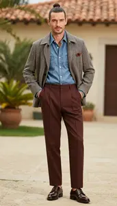 Herringbone Jacket Fashion Model Trendy European Man