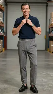Herringbone Polo And Trousers Dashing Man Fashion
