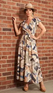 Casual Maxi Dress Stock Photo Abstract Print Fashion