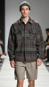Contemporary Central European Man Fashion Flannel Shirt Look