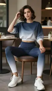 Editorial Leggings And Crop Top European Woman Woman Fashion