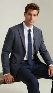 Windowpane Blazer And Dress Pants For Men Fashion Stock Photo