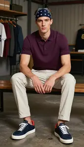 With Solid Polo For Casual Friday Pale Skinned Man Man Stock