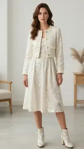 Woman In 50s Woman Birthday Dresses For Women Fashion Stock Photo