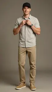 Approachable Button Down And Chinos Menswear Photography Stock